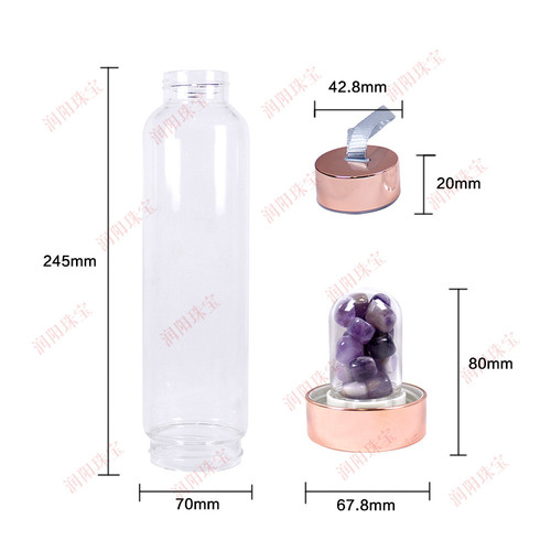 Natural Crystal Gravel Energy Stone Glass Mug Outdoor Crystal Teacup Rose Gold Cup — Factory Direct Wholesale