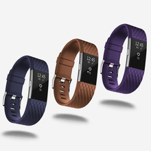 适用Fitbit Charge2替换腕带   智能替换硅胶表带 3D钻石菱纹表带