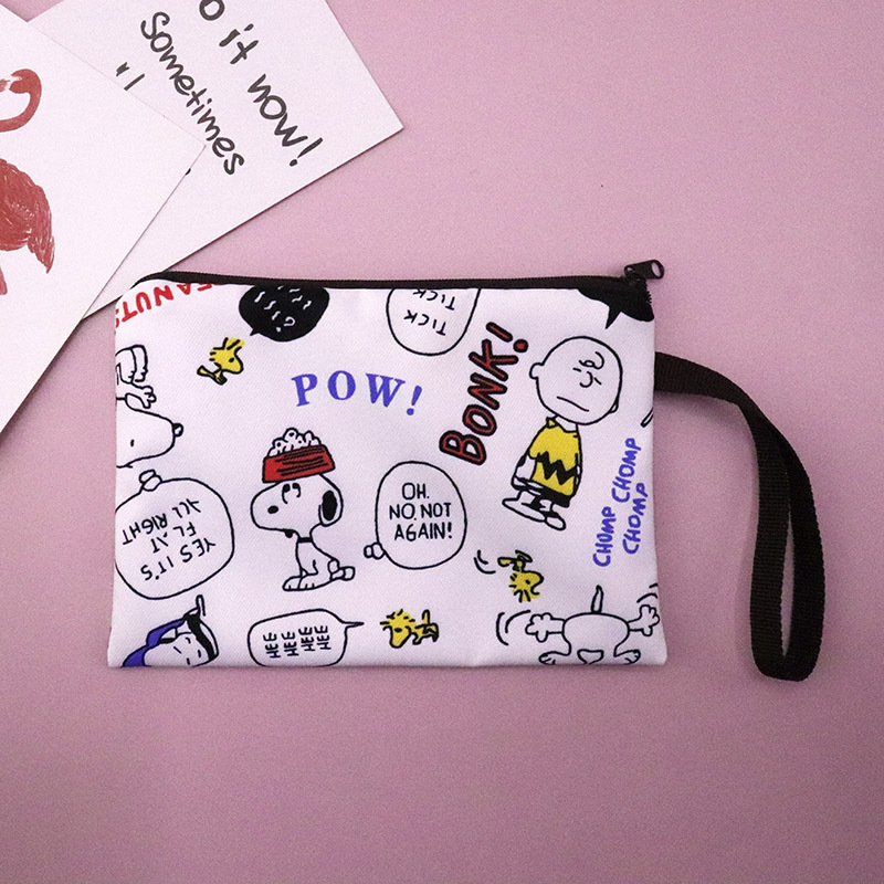 Lona gruesa de dibujos animados Snoopy lindo mano Correa muñeca cremallera teléfono móvil cambio clave bolsa cosméticos lápiz caso