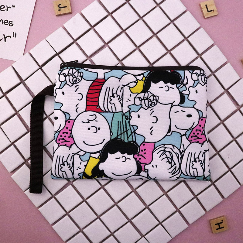 Lona gruesa de dibujos animados Snoopy lindo mano Correa muñeca cremallera teléfono móvil cambio clave bolsa cosméticos lápiz caso