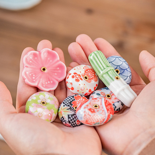 Japanese incense stick incense plate pink cherry incense stick home bedroom aromatherapy ceramic incense seat incense holder incense stand incense dish Japanese style