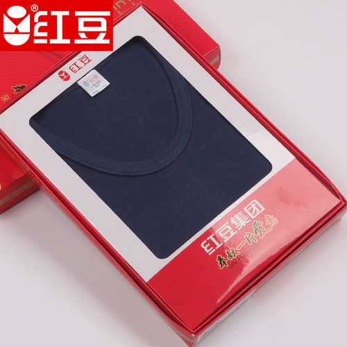 Red bean combed cotton pure cotton low collar round neck autumn and winter new autumn clothes and long pants bottoming underwear set boxed red and black