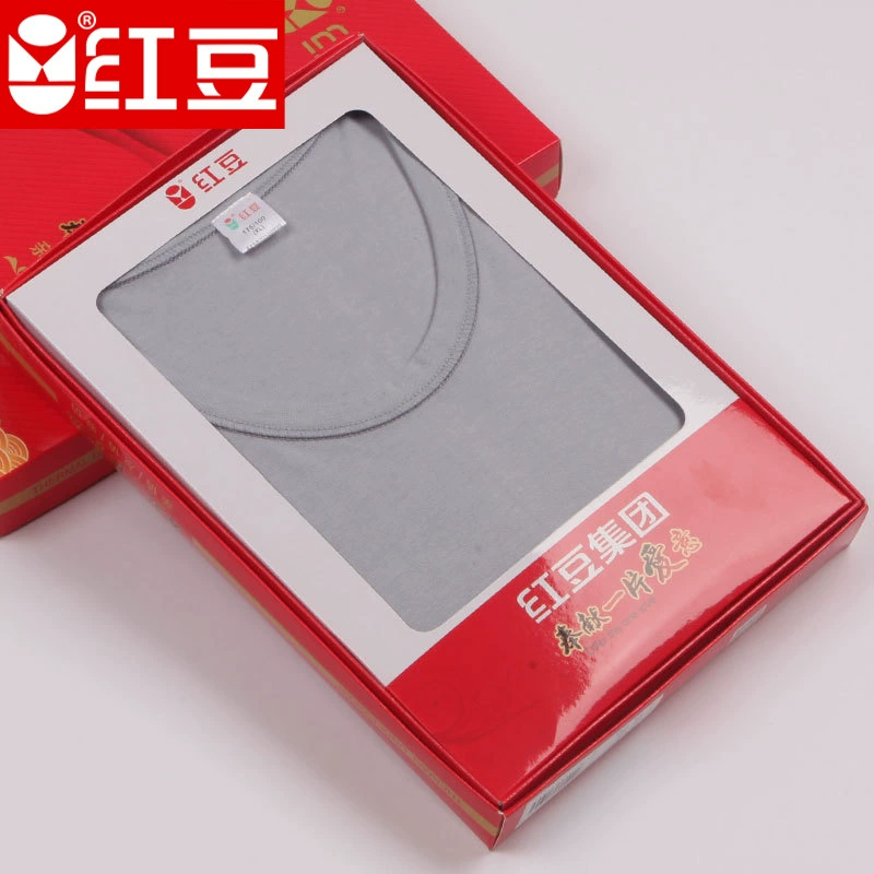 Красная фасоль чесаный хлопок с низким вырезом и круглым вырезом Осень и зима новая осенняя одежда и осенние брюки базовое нижнее белье костюм в штучной упаковке красный и черный