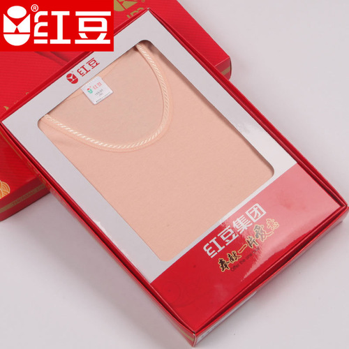 Red bean combed cotton pure cotton low collar round neck autumn and winter new autumn clothes and long pants bottoming underwear set boxed red and black