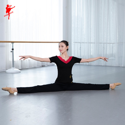 Red dance shoes dance pants women's aerobics slim body pants nylon trumpet children's exercise pants 22041
