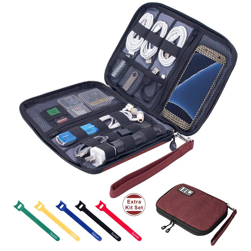 Manufacturer Customized Cross-Border Amazon Digital Cosmetics Bag Waterproof Travel Data Cable Headphone Mobile Power Cosmetics Bag