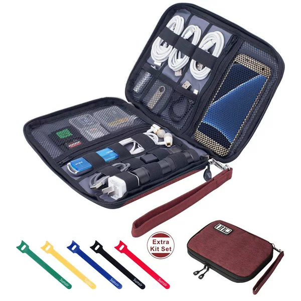 Manufacturer Customized Cross-Border Amazon Digital Cosmetics Bag Waterproof Travel Data Cable Headphone Mobile Power Cosmetics Bag