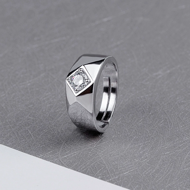 Copper one size men's creative accessory with zircon, wedding ring, Japanese and Korean, light luxury style, simple and elegant design