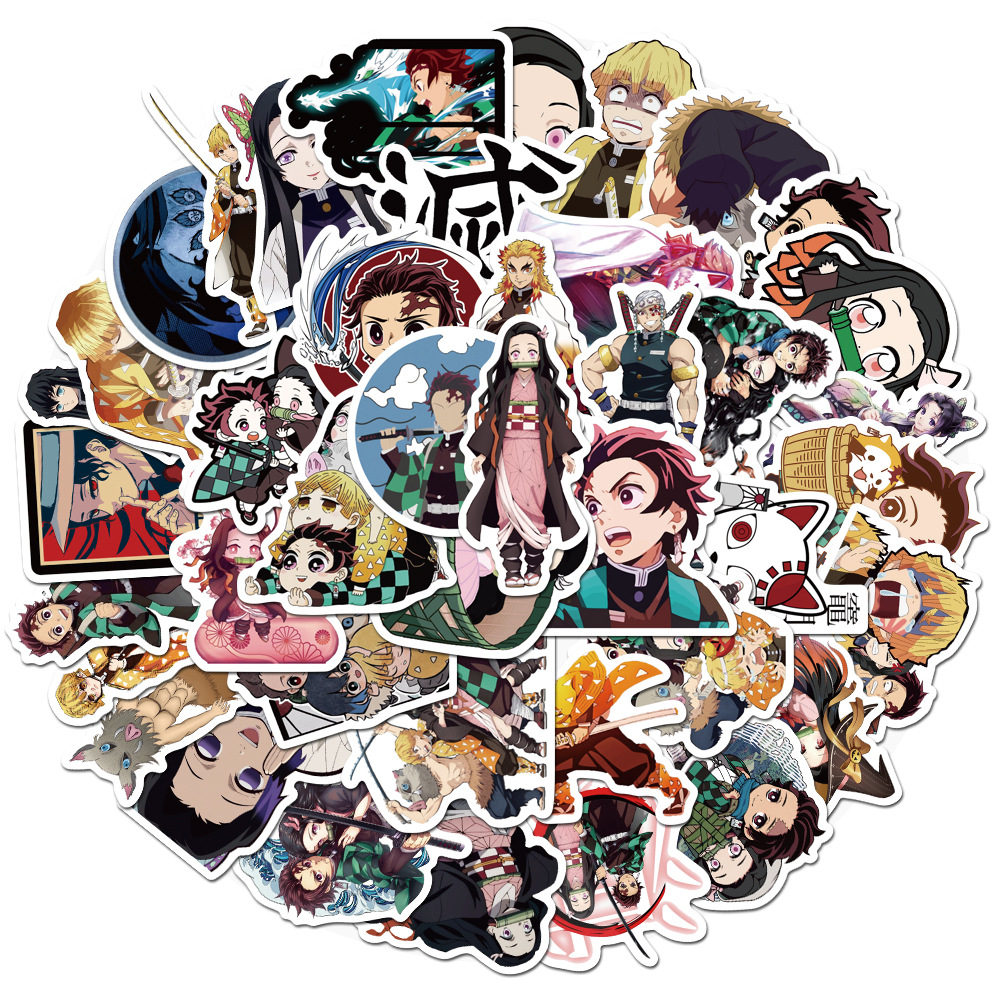 50 Japanese Anime Ghost Extinguishing Blade Graffiti Stickers Luggage Laptop Guitar Waterproof Stickers