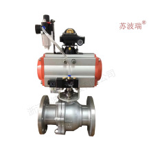 苏波瑞Q641F气动法兰球阀 气动不锈钢球阀 双作用气动软密封球阀