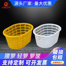 现货塑料双耳箩筐塑料西瓜筐水果蔬菜镂空圆箩筐密眼大号周转箩筐