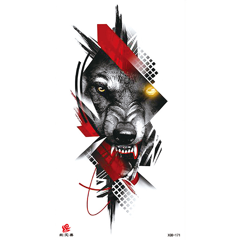 Pegatinas de tatuaje impermeables de brazo completo con símbolos, totems, animales y calaveras, disponibles para venta al por mayor y suministro transfronterizo.