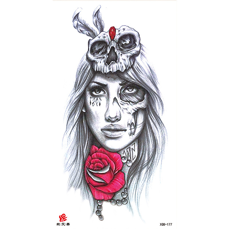 Pegatinas de tatuaje impermeables de brazo completo con símbolos, totems, animales y calaveras, disponibles para venta al por mayor y suministro transfronterizo.