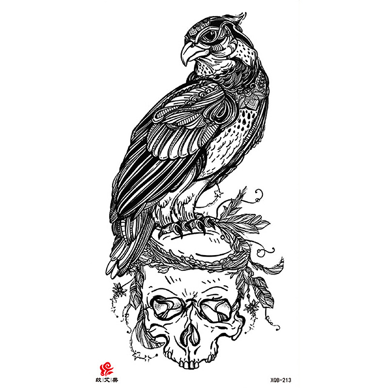 Pegatinas de tatuaje impermeables de brazo completo con símbolos, totems, animales y calaveras, disponibles para venta al por mayor y suministro transfronterizo.