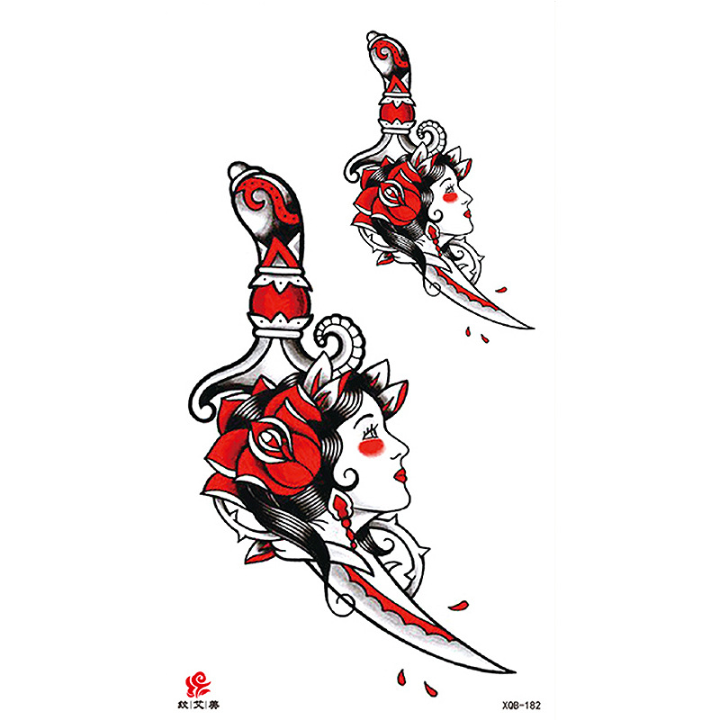 Pegatinas de tatuaje impermeables de brazo completo con símbolos, totems, animales y calaveras, disponibles para venta al por mayor y suministro transfronterizo.