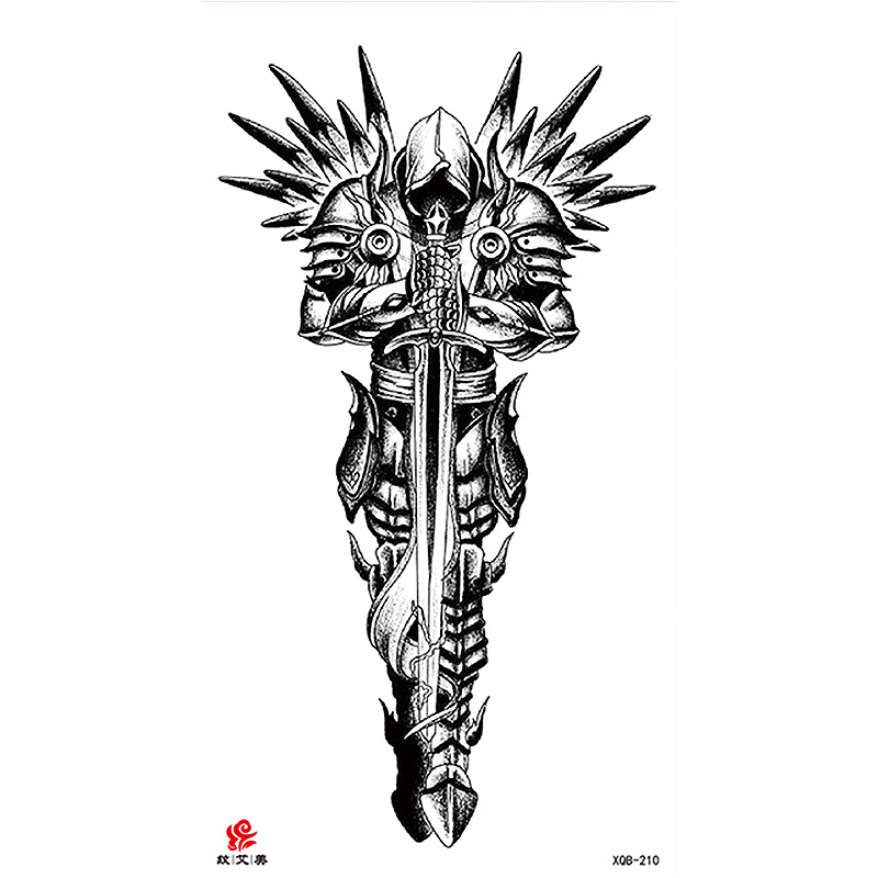 Pegatinas de tatuaje impermeables de brazo completo con símbolos, totems, animales y calaveras, disponibles para venta al por mayor y suministro transfronterizo.