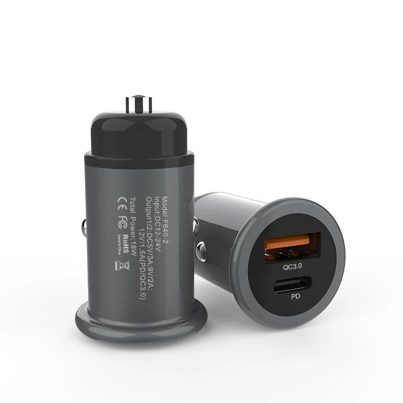 автомобильное зарядное устройство F640 / F640-2, QC3.0 + PD (или двойной QC), компактная быстрая зарядка 15W