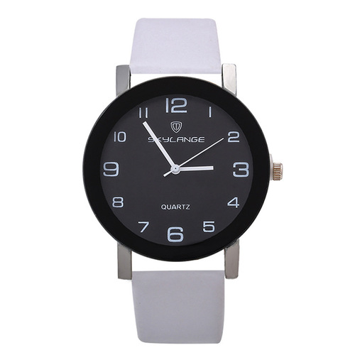 AliExpress New Classic Digital Black Dial Watch Candy Color PU Quartz Watch Simple Casual Men's and Women's Watch