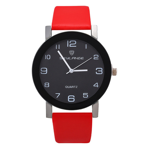 AliExpress New Classic Digital Black Dial Watch Candy Color PU Quartz Watch Simple Casual Men's and Women's Watch