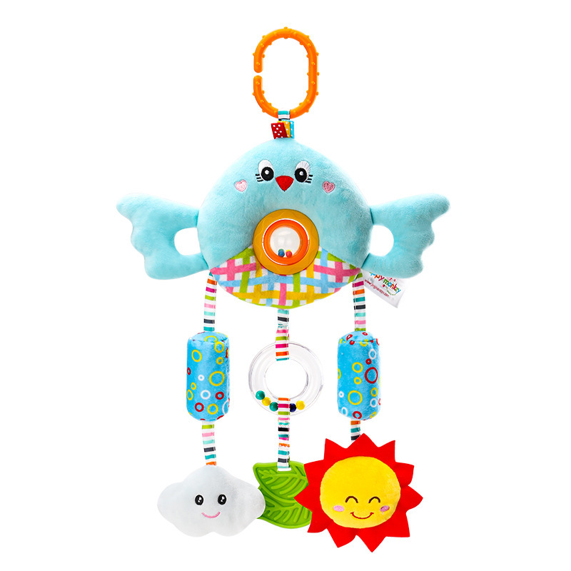 Mono feliz cama de bebé colgando cuentas muñeca 0 años de edad mano sonajero cama Campana cama de bebé colgando juguete de peluche