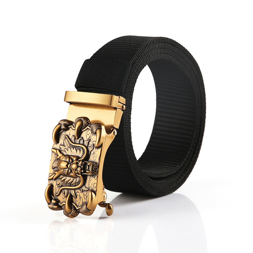 New high-end belt Chinese dragon bronze business automatic alloy buckle belt men's outdoor retro trousers belt