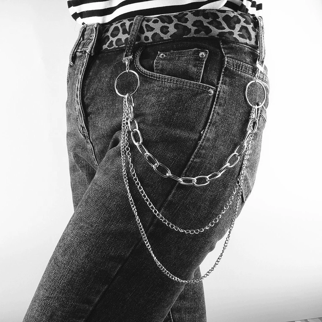 Metal trousers, jeans, keychain, accessory, European style, punk style