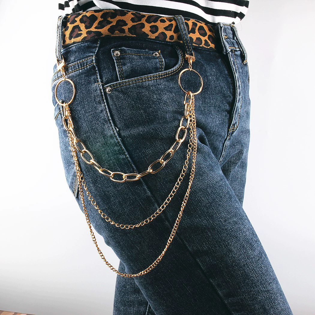 Metal trousers, jeans, keychain, accessory, European style, punk style