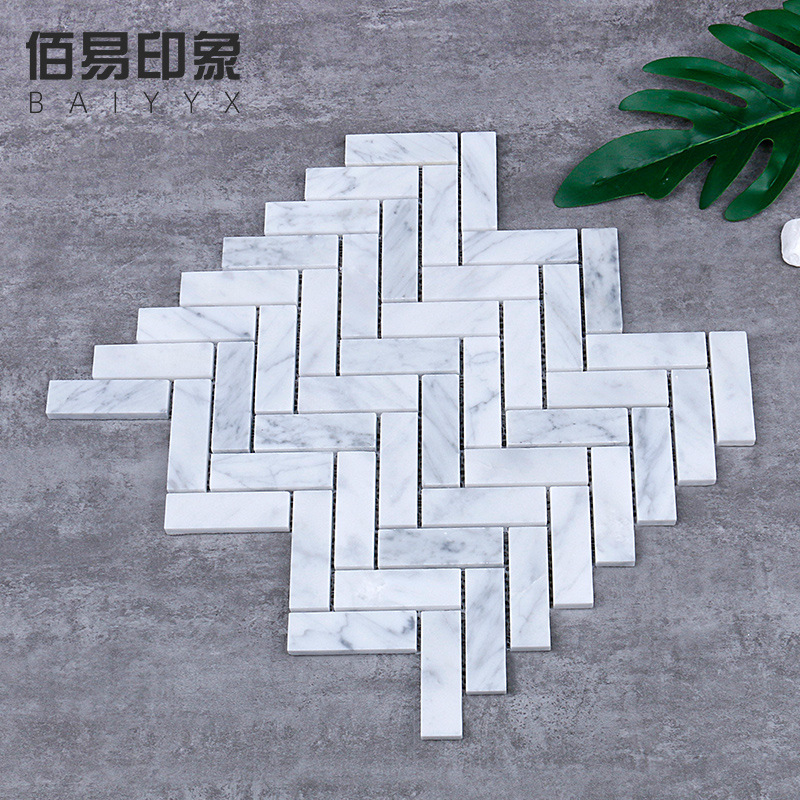 Home improvement building materials Carrara white herringbone stone mosaic tile marble mosaic kitchen bathroom tile Home improvement building materials Carrara white herringbone stone mosaic tile marble mosaic kitchen bathroom tile