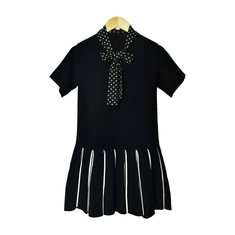 RED19 Spring/Summer New polka dot bow tie knitted dress A- line skirt in stock 81101 clearance RED19 Spring/Summer New polka dot bow tie knitted dress A- line skirt in stock 81101 clearance