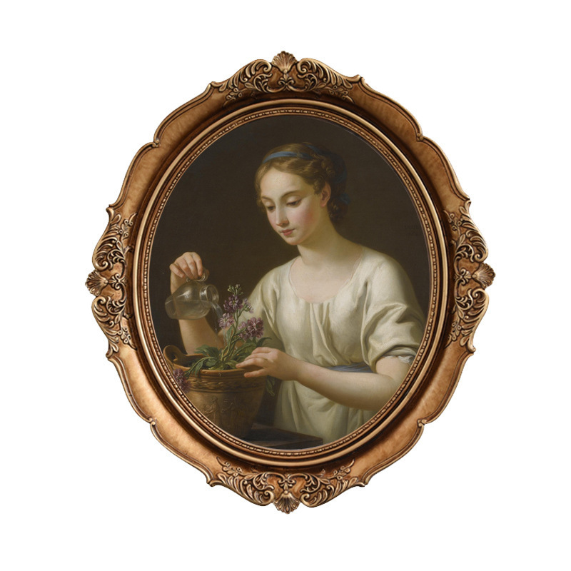 Oval decorative painting photo frame portrait hanging frame living room hotel art European resin photo frame mirror frame