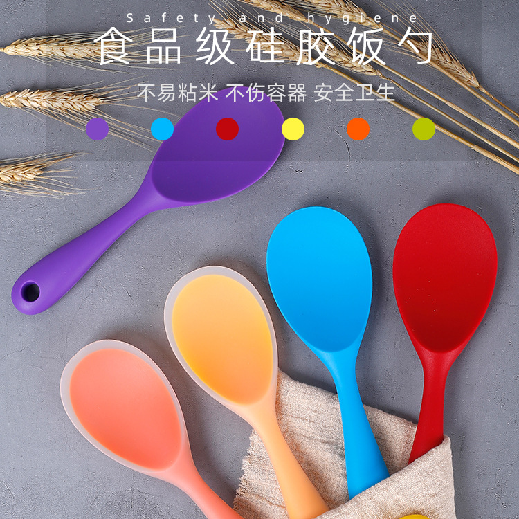 Производители оптовая продажа кухонных гаджетов силиконовые большие рисовые ложки все тело многоцветные силиконовые ложки для оптовой продажи