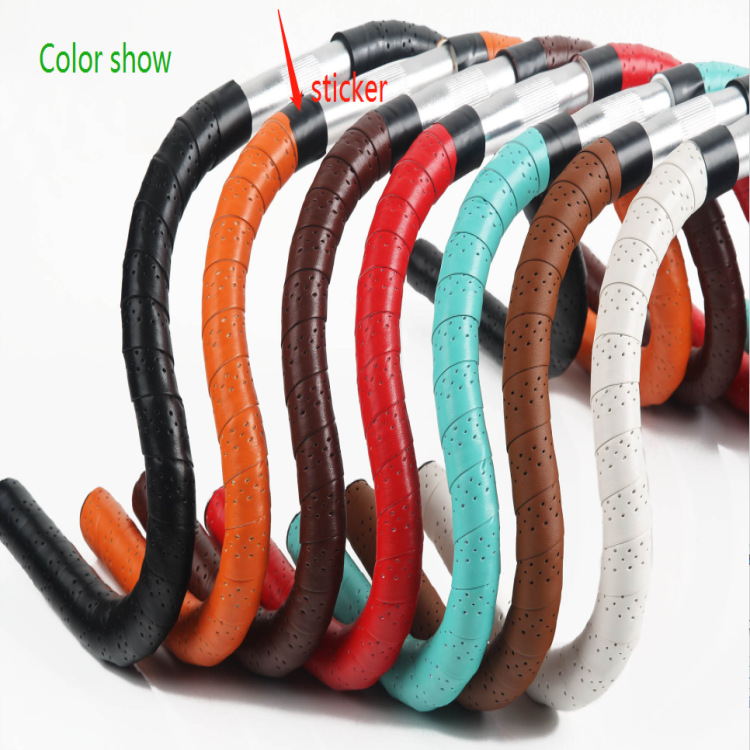 Fabricantes calientes suministro de bicicleta carretera bicicleta pu cuero punzonado mango cinturón/bicicleta manejar cinturón/diapositiva correa del coche