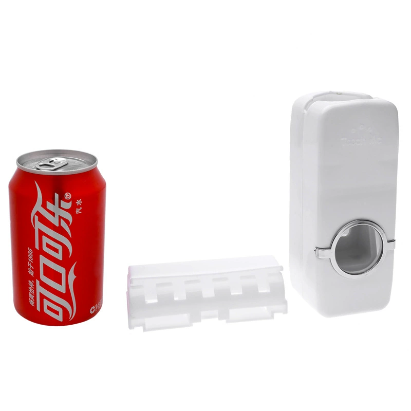 Automatic Toothpaste Dispenser Wall-Mount, Toothbrush Holder & No-Trace Hook, White