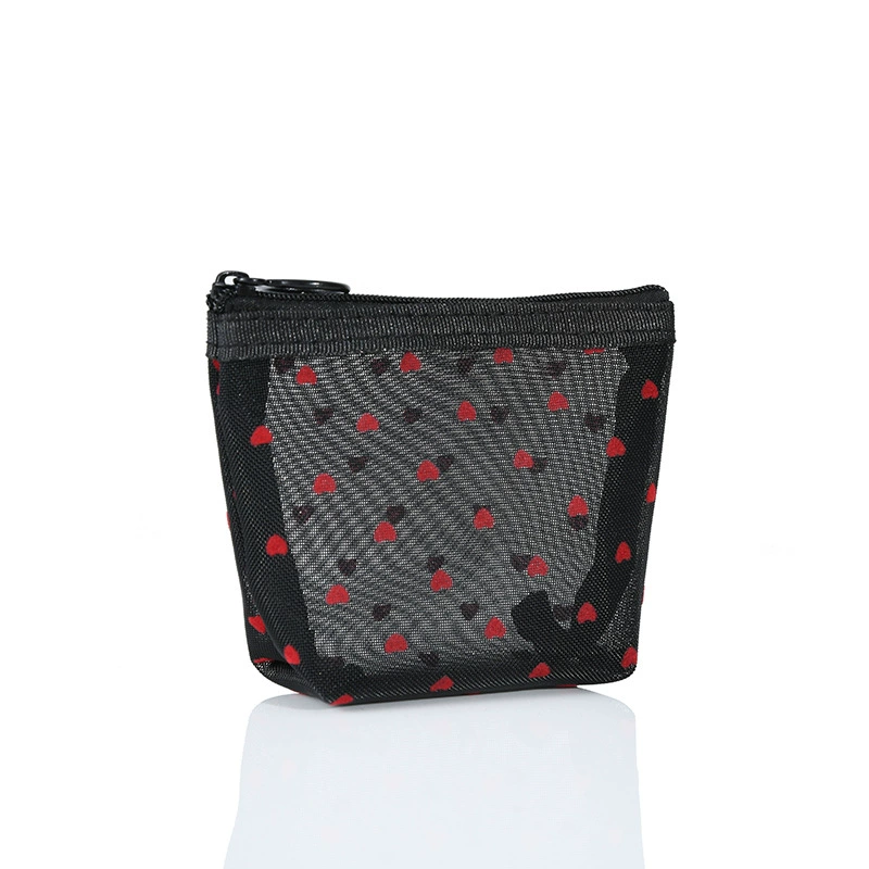 Cosmetic Bag, large-capacity transparent mesh nylon travel makeup pouch — portable lipstick & brush organizer