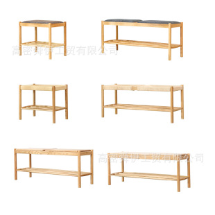 Nordic All Solid Wood Bench Fabric Rope Single Double Bed End Stool Modern Simple Casual Shoe Changing Stool