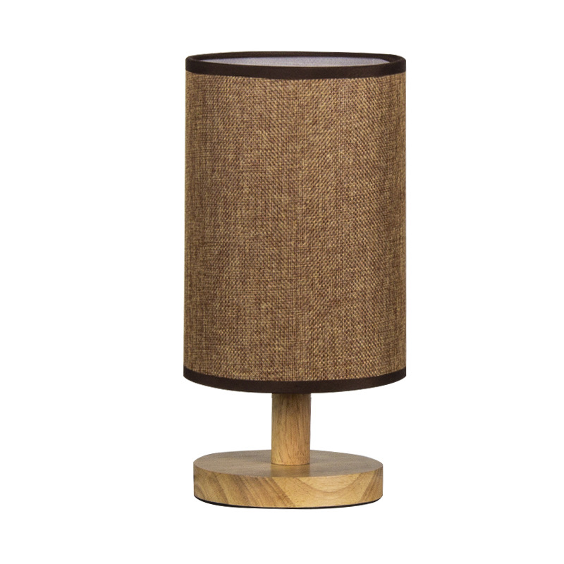 Gran cantidad en stock nórdico simple DIY tela de lino madera regalo creativo lámpara Mesa LED noche luz dormitorio