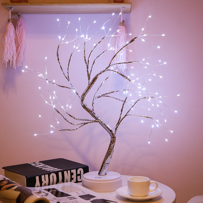 Popular Amazon creativo LED perla árbol luz estrellado cielo táctil regalo dormitorio Navidad Decoración Luz de noche
