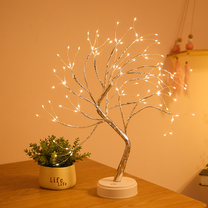 Popular Amazon creativo LED perla árbol luz estrellado cielo táctil regalo dormitorio Navidad Decoración Luz de noche