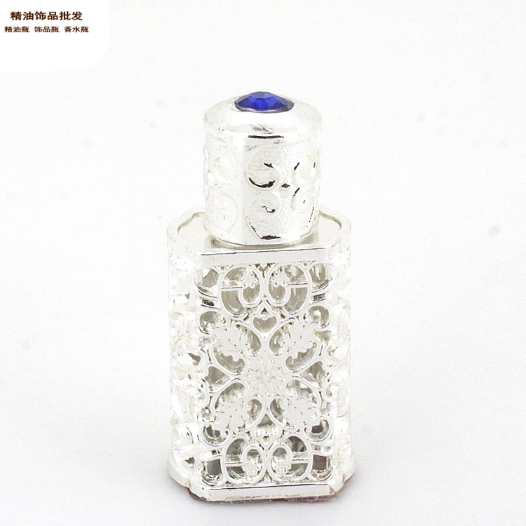 Fabricante suministra frascos de perfume de 3 ml de Oriente Medio, frascos vacíos, frascos de metal tallado para cosméticos, frascos de aceite esencial, frascos recargables en stock.