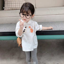 女童衬衫卡通绣花猫咪衬衣上衣25春夏装新款外贸童装代发3-8岁