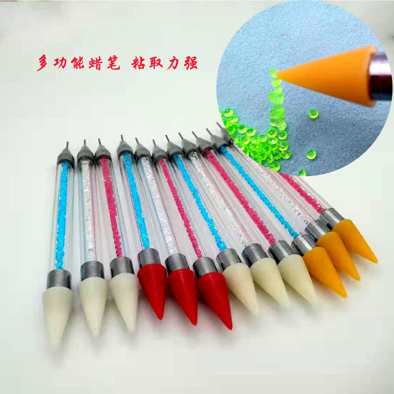 Manicure Double-Head Dot Pen DIY Rhinestone Multi-Functional Acrylic Crayon Wax Head Dot Color Gradient Paint Pen New Style