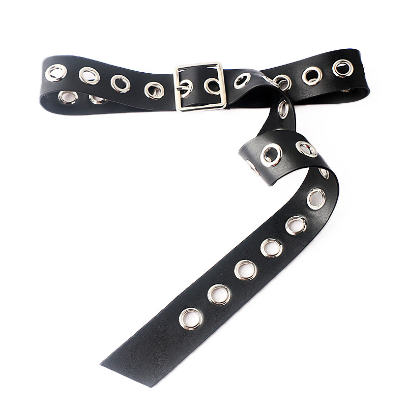 New European and American Fashion Big Chicken Eyes Square Buckle Belt Women's Decorative Coat Windbreaker Versatile Casual Waist Tie Button PU Belt_voghion.com