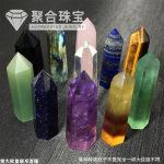 东海天然水晶六棱单尖柱多种材质能量宝石水晶柱原石打磨跨境热销