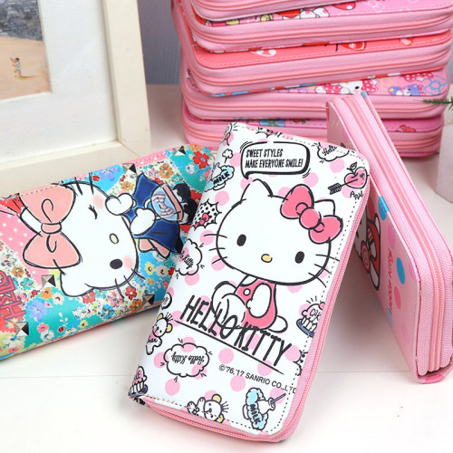 Supply Japanese and Korean foreign trade cross-border supply cartoon ladies storage wallet multi-compartment zipper coin purse