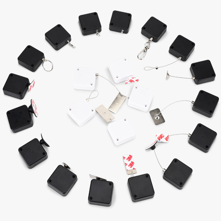 批发方形手机防盗展示拉线器 自动伸缩钢丝绳VR支架防盗链卷线器