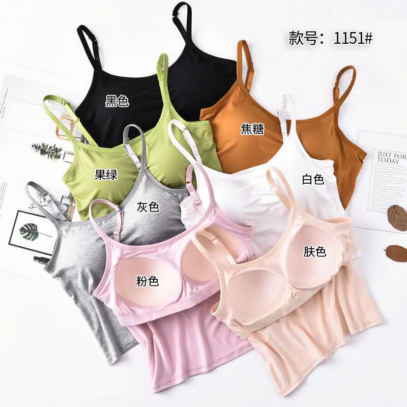 여성용 모달 플러스 사이즈 비 착용 브라 비 링 컵 통합 캐미솔 요가 속옷 잠옷