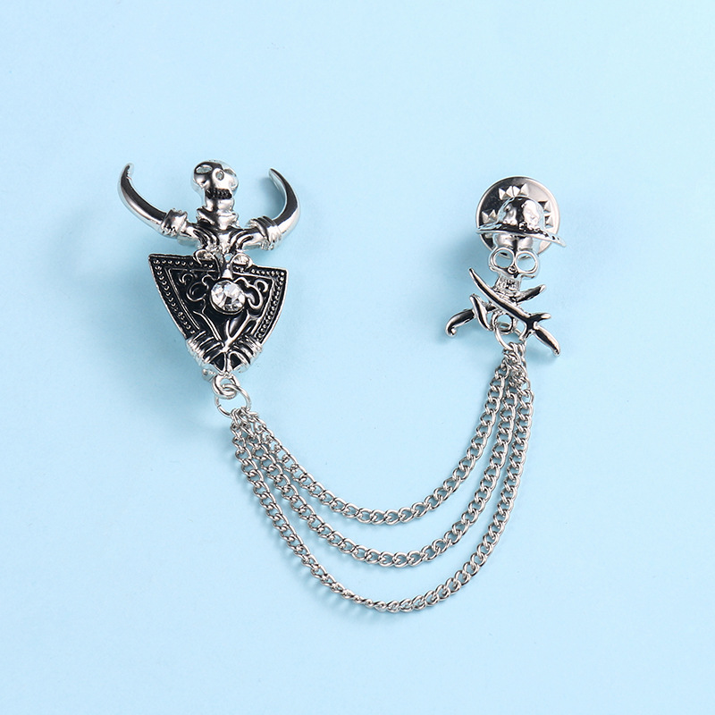 2024 nueva moda europea y americana elegante broche de aleación rhinestone ramillete ropa cadena pin Accesorios