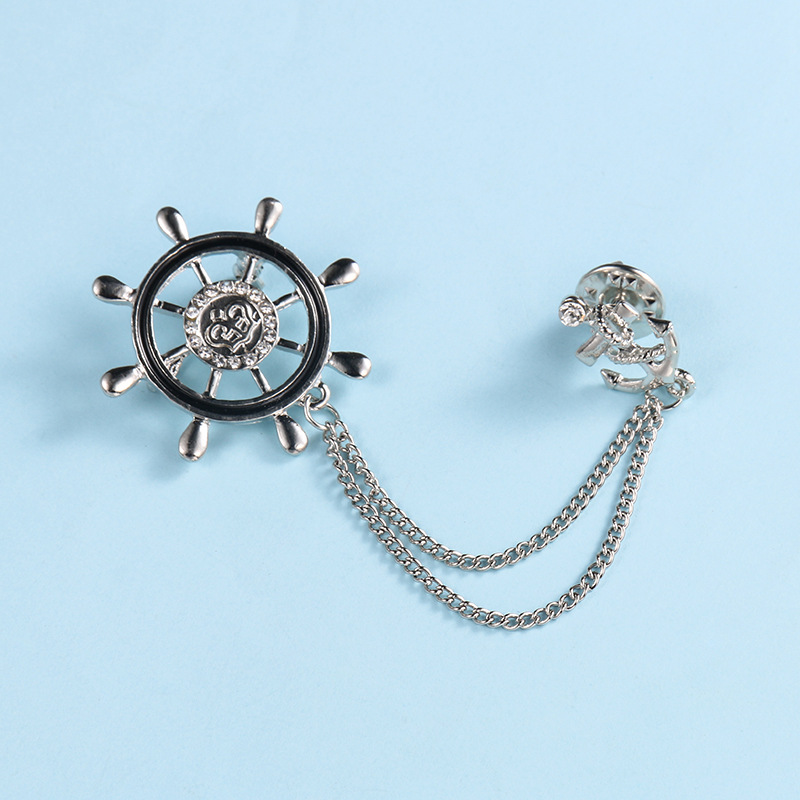 2024 nueva moda europea y americana elegante broche de aleación rhinestone ramillete ropa cadena pin Accesorios