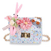 Children's small cartoon card holder, cute chain from pearl, rabbit, one-shoulder bag, 2024 years, new collection, flowered