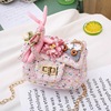 Children's small cartoon card holder, cute chain from pearl, rabbit, one-shoulder bag, 2024 years, new collection, flowered